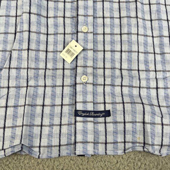 Lot of 2 English Laundry Shirt Mens XL Blue Gray Linen Cotton Blend Button - Picture 3 of 16